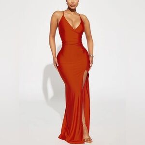 Fashion Nova Orange Cassandra Maxi Dress